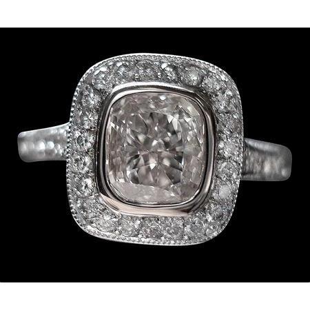 2.51 Carat Halo Cushion Real Diamond Wedding Ring White Gold 14K