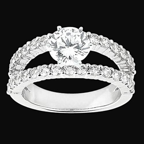 2.51 Carat Natural Earth Mined Diamonds Engagement Ring Double Shank White Gold