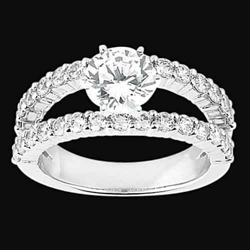 2.51 Carat Real Diamonds Engagement Ring Double Shank White Gold