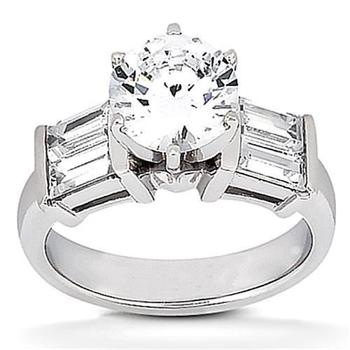 2.51 Carats Genuine Diamond Engagement Ring White Gold Jewelry