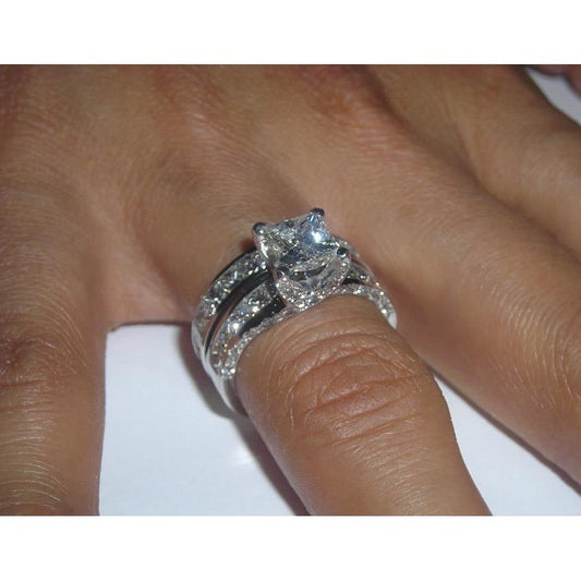 2.51 Carats Princess Cut Pave Genuine Diamond Engagement