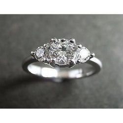 2.51 Ct Natural Diamond Three Stone Ring Engagement White Gold 14K