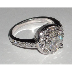 2.51 Ct Round Real Diamond Engagement Ring Pave Setting White Gold 14K