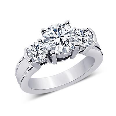 2.51 Ct. Round Real Diamonds Three Stone Anniversary Ring