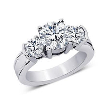2.51 Ct. Round Real Diamonds Three Stone Anniversary Ring