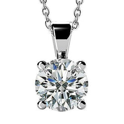 2.51 Ct. Solitaire Real Diamond Pendant With Chain Necklace White Gold