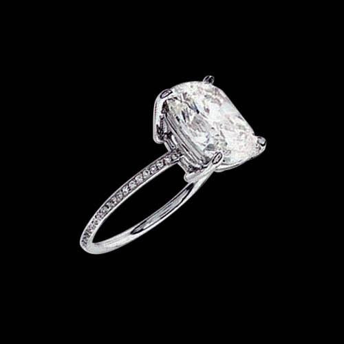 2.51 Ct. Sparkling Cushion Genuine Diamond Ring Solitaire With Accents2
