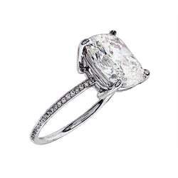 2.51 Ct. Sparkling Cushion Genuine Diamond Ring Solitaire With Accents