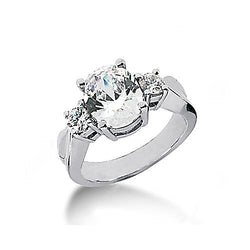 2.51 Ct. Three Stone Genuine Diamond Engagement Ring Gold Jewelry