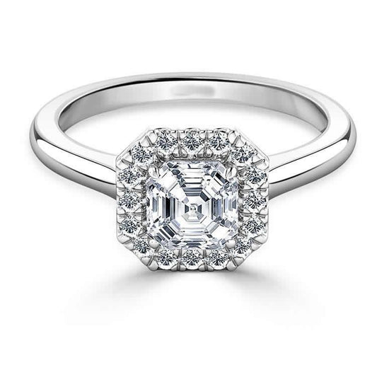 2.55 Carats Assher & Round Natural Diamond Wedding Halo Ring