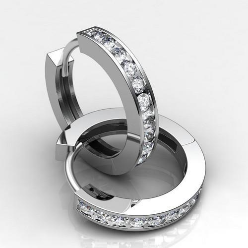 2.6 Ct Bezel Set Round Cut Real Natural Earth Mined Diamond Hoop Earring 14K White Gold