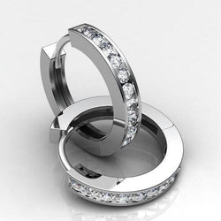 2.6 Ct Bezel Set Round Cut Real Diamond Hoop Earring 14K White Gold