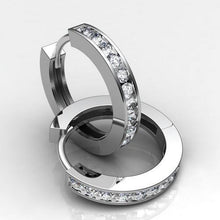 2.6 Ct Bezel Set Round Cut Real Natural Earth Mined Diamond Hoop Earring 14K White Gold