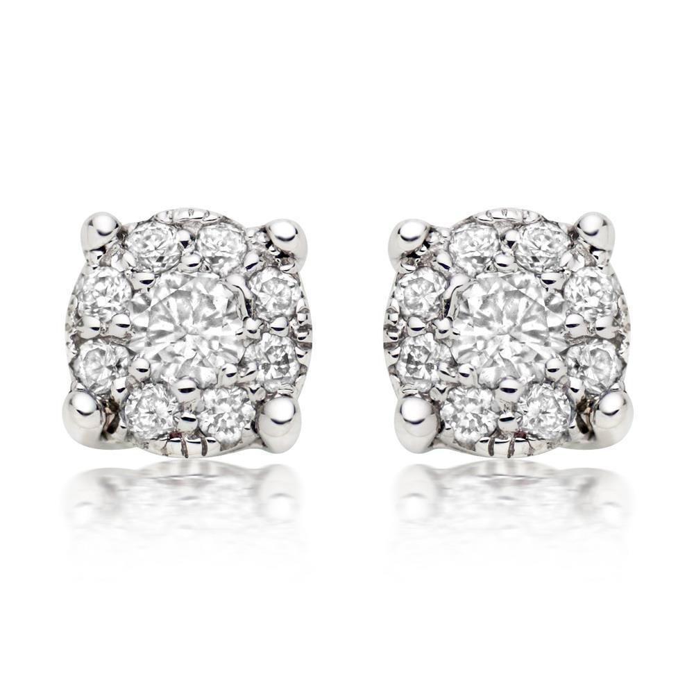 2.6 Ct Natural Round Cut Diamond Halo Women Studs Earring 14K White Gold