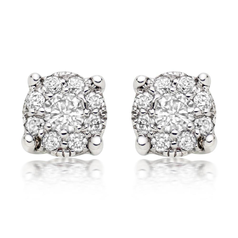 2.6 Ct Natural Round Cut Diamond Halo Women Studs Earring 14K White Gold