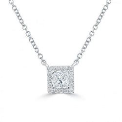 2.6 Ct Princess And Real Round Diamond Necklace Pendant