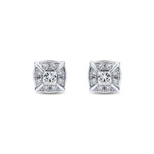 2.6 Ct Princess Cut Sparkling Real Diamonds Lady Stud Halo Earring