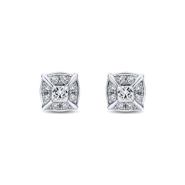 2.6 Ct Princess Cut Sparkling Real Diamonds Lady Stud Halo Earring