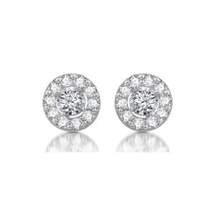 2.6 Ct Prong Set Round Cut Halo Genuine Diamond Stud Earring 14K White Gold
