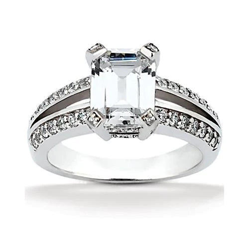 2.60 Carat Big Real Diamond Solitaire With Accents Engagement Ring