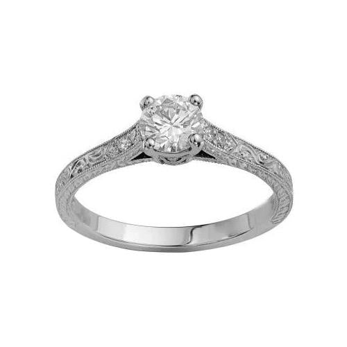 2.60 Carats Genuine Diamond Antique Look Engagement Ring White Gold 14K