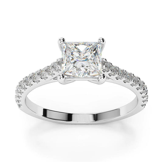 2.60 Carats Princess Cut Solitaire With Accent Natural Earth Mined Diamonds Wedding Ring