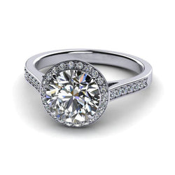 2.60 Carats Real Diamond Wedding Halo Ring Gold White 14K