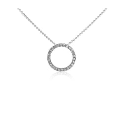 2.60 Carats Real Diamonds Circle Pendant Necklace Gold White 14K
