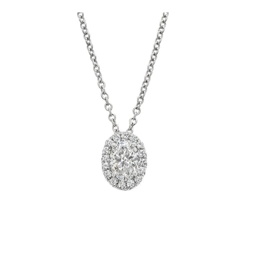 2.60 Ct Real Diamonds Pendant Necklace Oval And Round Cut