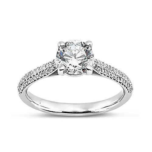 2.60 Ct Round Genuine Diamonds Solitaire With Accents Ring