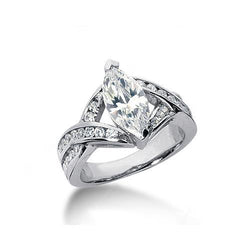 2.61 Carat Real Diamonds Marquise Cut Engagement Ring White Gold