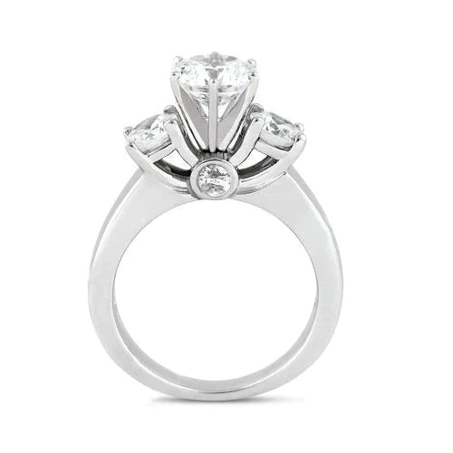 2.62 Carat F Vs1 Real Diamond Ring 3 Stone Ring