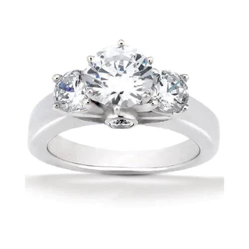 2.62 Carat F Vs1 Real Diamond Ring 3 Stone Ring