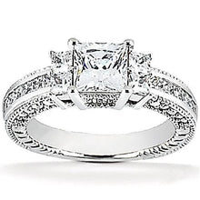 2.62 Ct. Princess Cut Genuine Diamond Ring White Gold Solitaire With Accents