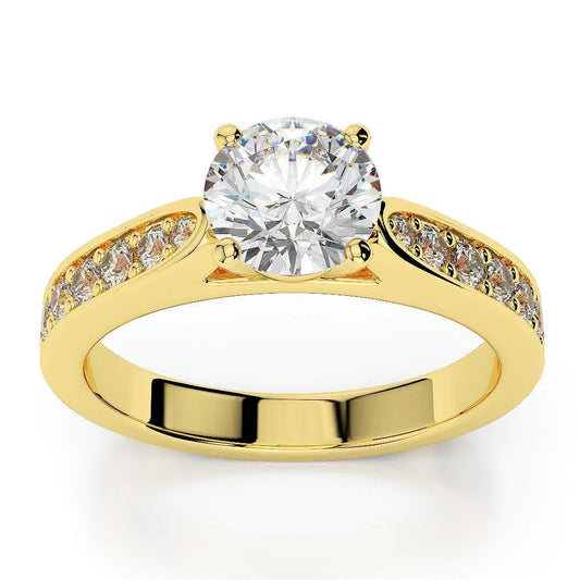 2.65 Carats Round Cut Real Diamonds Anniversary Ring Yellow Gold 14K