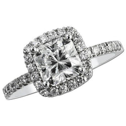 2.65 Carats Sparkling Real Diamonds Halo Anniversary Ring White Gold 14K
