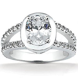 2.67 Ct. Genuine Oval Cut Diamond Ring With Accents White Gold