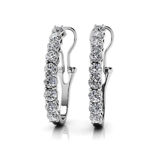 2.7 Ct Round Cut Natural Diamond Scoop Hoop Earrings