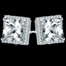 2.70 Ct Princess And Round Halo Natural Earth Mined Diamond Stud Earring 14K White Gold