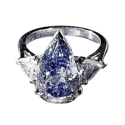 2.70 Ct. Real Blue & White Natural Earth Mined Diamonds Anniversary Ring Gold Three Stone