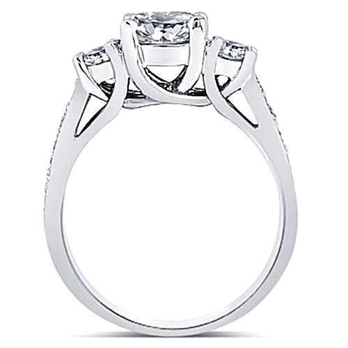 2.71 Carat Three Stone Round Real Diamonds Engagement Ring New