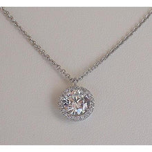 2.72 Carats Sparkling Round Cut Real Diamonds Pendant Necklace White Gold 14K