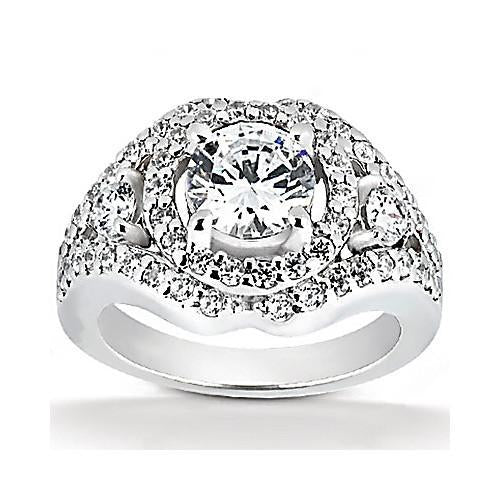 2.72 Ct. Big Real Diamond Ring White Gold Anniversary Jewelry