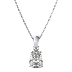 2.75 Carat Pear Cut Sparkling Real Diamond Pendant Necklace White Gold