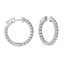 2.75 Carat Round Brilliant Real Diamond Hoop Pair Earring White Gold 14K