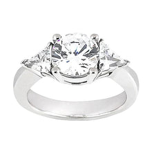 2.75 Carat Round & Trilliant Three Stone Natural Diamond Ring White Gold