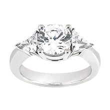 2.75 Carat Round & Trilliant Three Stone Natural Diamond Ring White Gold