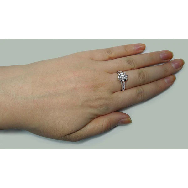 2.75 Carat Solitaire With Accents Real Diamond Engagement Ring White Gold