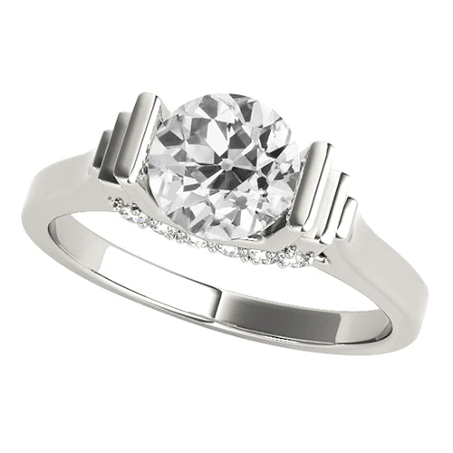 2.75 Carats Engagement Ring Old Miner Real Diamond Bar Set Gold Jewelry