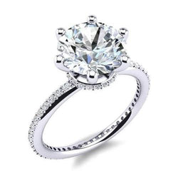 2.75 Carats Hidden Halo Real Diamond Engagement Ring White Gold 14K New